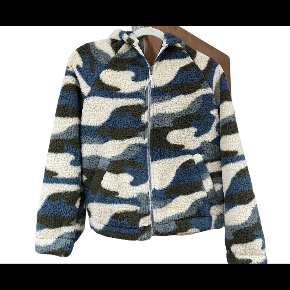 Sherpa Jr Camo hoodie blue brown gray